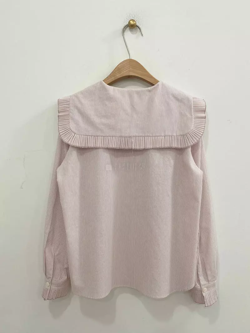 Ave29 - Korean Women Fashion - #womensfashion - Big Collar Pleats Blouse