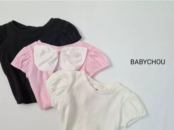 Babychou - Korean Children Fashion - #kidsstore - Back Ribbon Tee