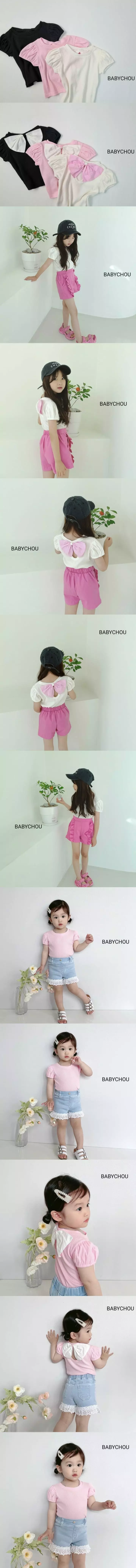 Babychou - Korean Children Fashion - #kidzfashiontrend - Back Ribbon Tee - 2