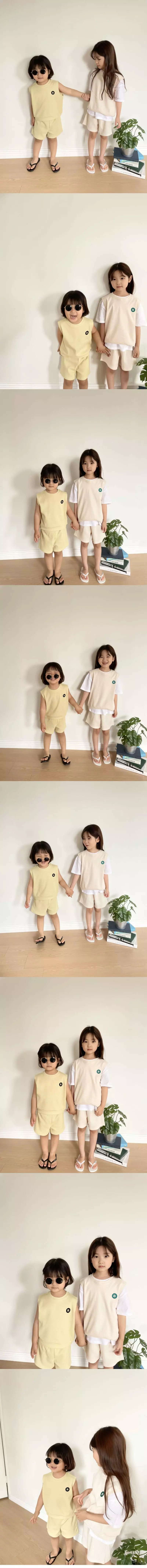 Baguette - Korean Children Fashion - #kidsshorts - Waffle Top Bottom Set - 2