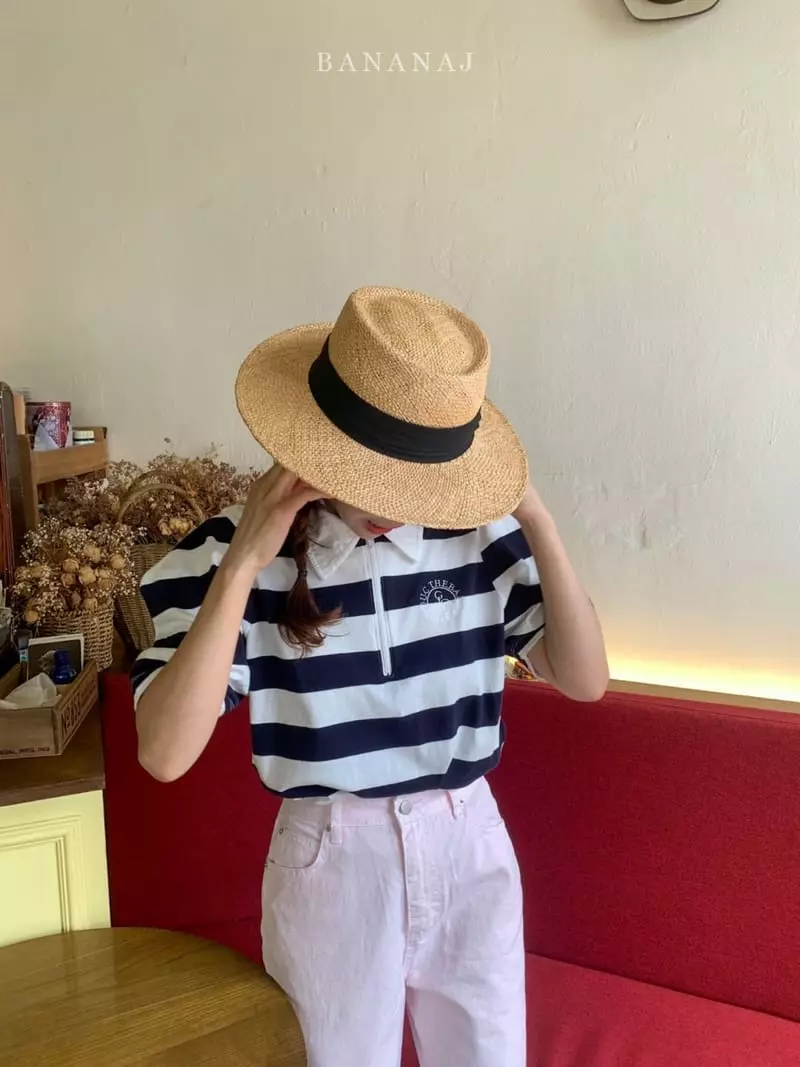 Banana J - Korean Women Fashion - #thatsdarling - Mom Shine Collar Tee