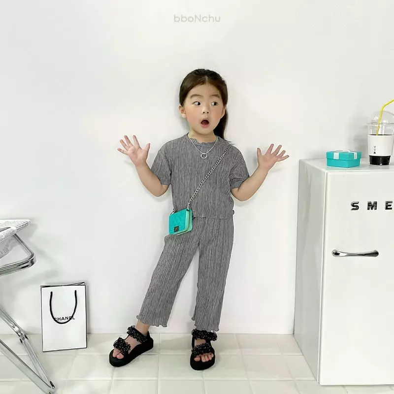 Bbonchu - Korean Children Fashion - #Kfashion4kids - Chu Chu Pleats Top Bottom Set - 11
