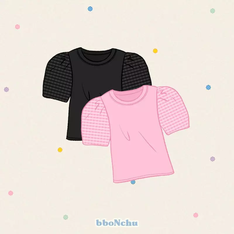 Bbonchu - Korean Children Fashion - #childrensboutique - Puff Check Tee - 9