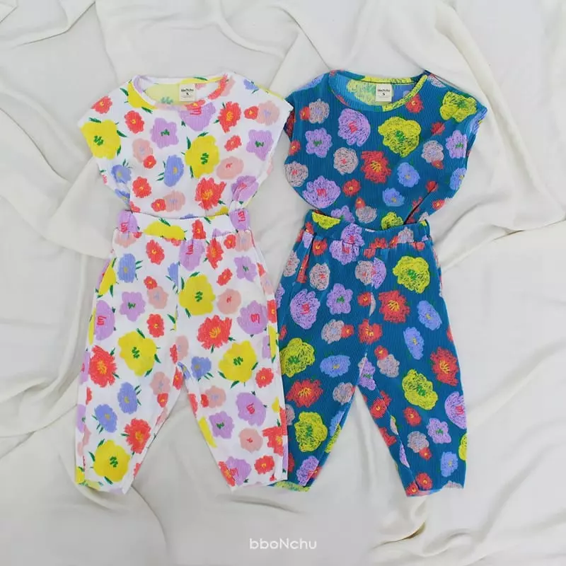 Bbonchu - Korean Children Fashion - #kidsshorts - Sacham Top Bottom Set - 2