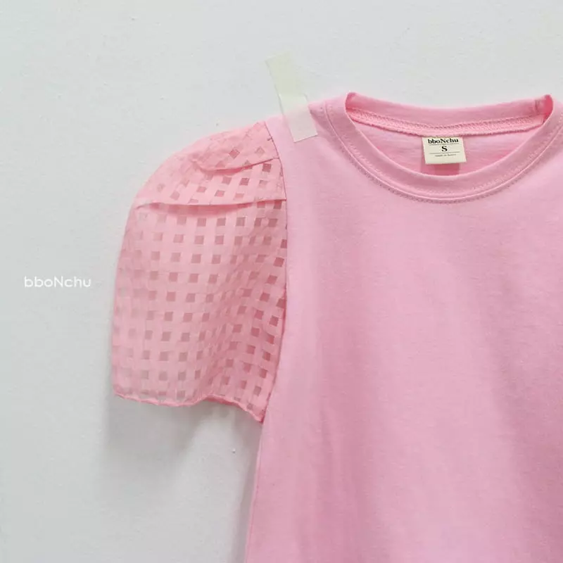 Bbonchu - Korean Children Fashion - #littlefashionista - Puff Check Tee - 4
