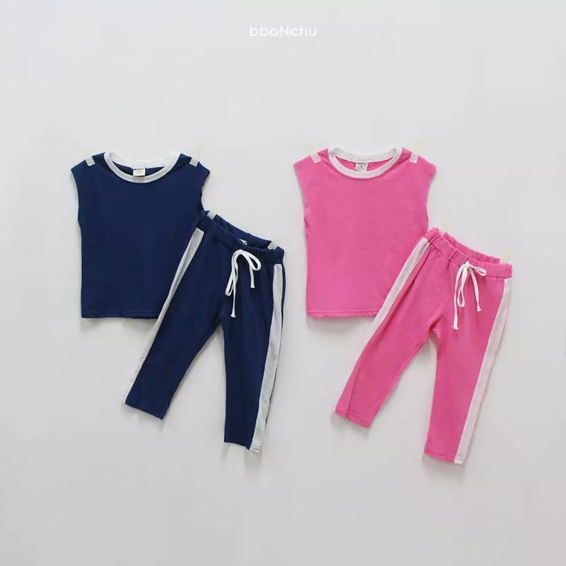 Bbonchu - Korean Children Fashion - #prettylittlegirls - Cooling Color Top Bottom Set - 2