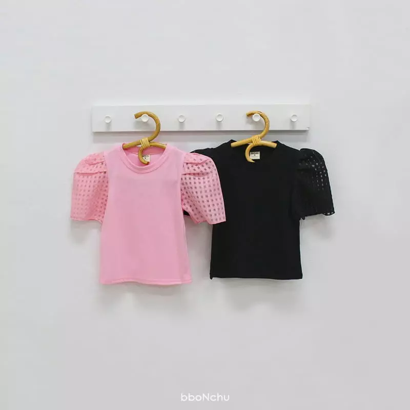 Bbonchu - Korean Children Fashion - #prettylittlegirls - Puff Check Tee - 6