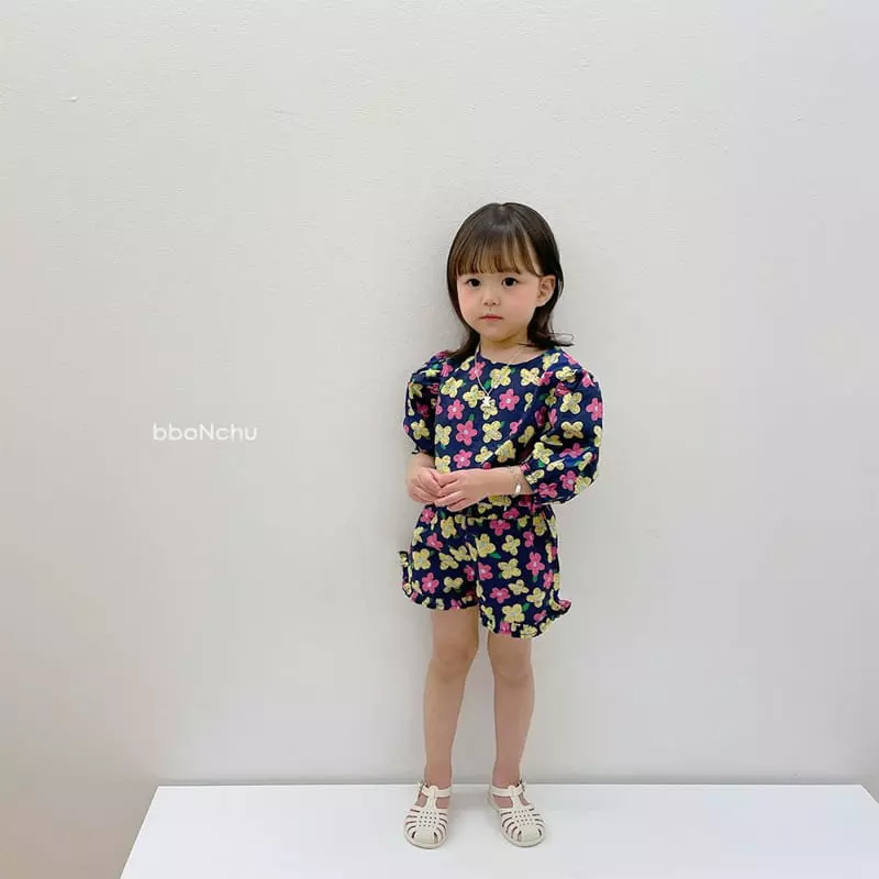 Bbonchu - Korean Children Fashion - #todddlerfashion - Flower Top Bottom Set - 11