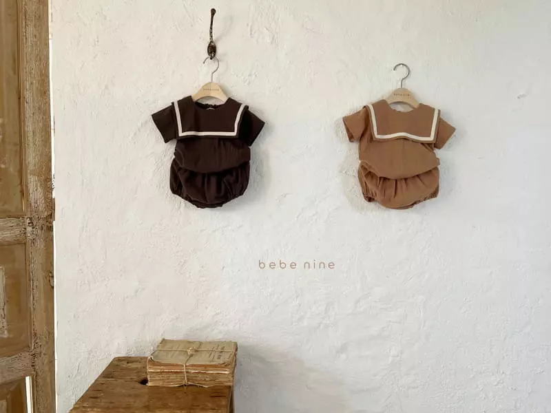 Bebe Nine - Korean Baby Fashion - #babygirlfashion - Square Sailor Top Bottom Set - 9
