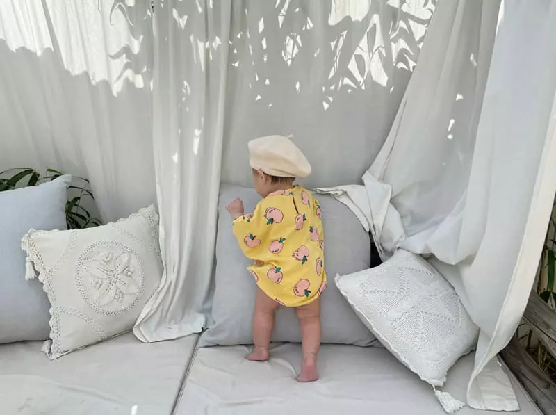 Bebe Nine - Korean Baby Fashion - #babyoninstagram - Peach Bodysuit - 6