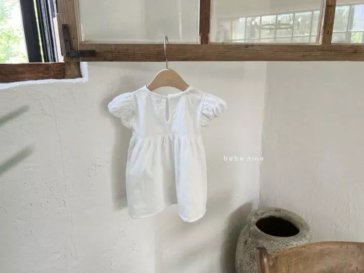 Bebe Nine - Korean Baby Fashion - #onlinebabyboutique - Eyelet One-piece Ivory - 5