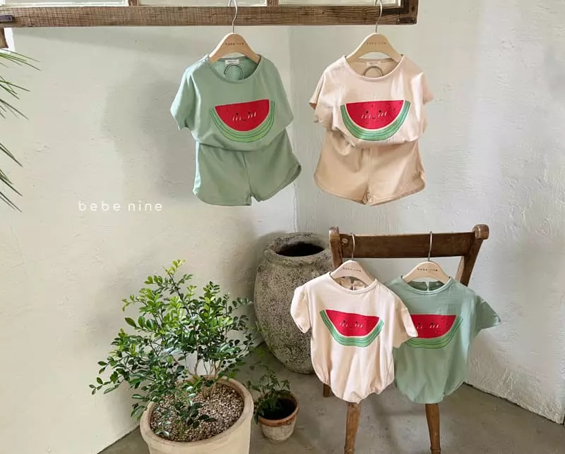 Bebe Nine - Korean Children Fashion - #Kfashion4kids - Watermelon Top Bottom Set - 10