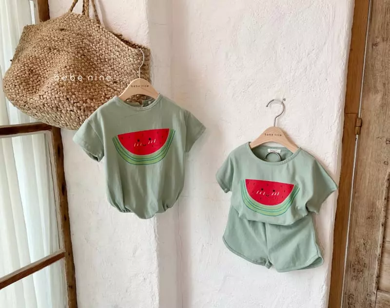 Bebe Nine - Korean Children Fashion - #childofig - Watermelon Top Bottom Set - 2