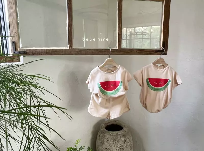 Bebe Nine - Korean Children Fashion - #childrensboutique - Watermelon Top Bottom Set - 3