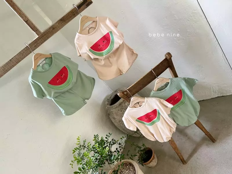 Bebe Nine - Korean Children Fashion - #littlefashionista - Watermelon Top Bottom Set - 11