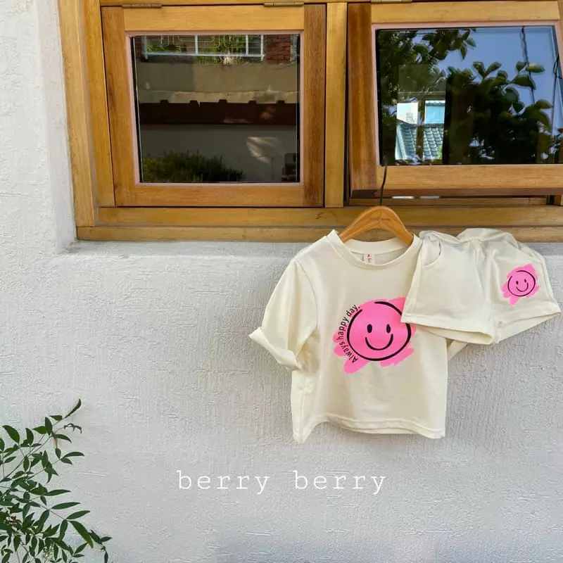 Berry Berry - Korean Children Fashion - #designkidswear - Smile Top Bottom Set - 3