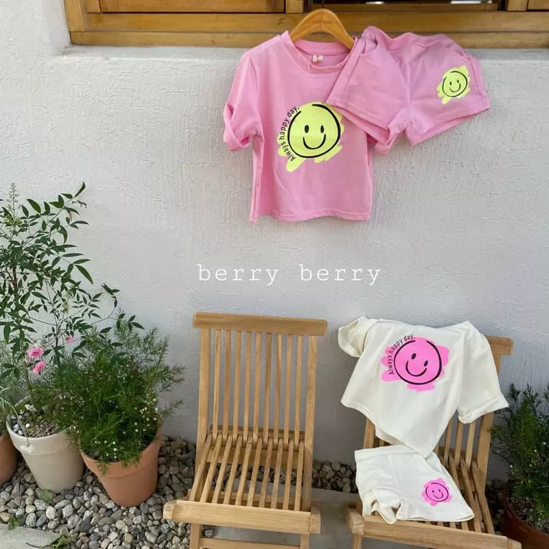 Berry Berry - Korean Children Fashion - #fashionkids - Smile Top Bottom Set - 5