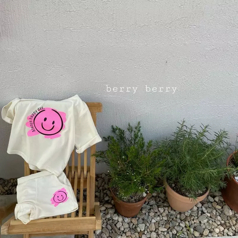 Berry Berry - Korean Children Fashion - #kidsstore - Smile Top Bottom Set - 7