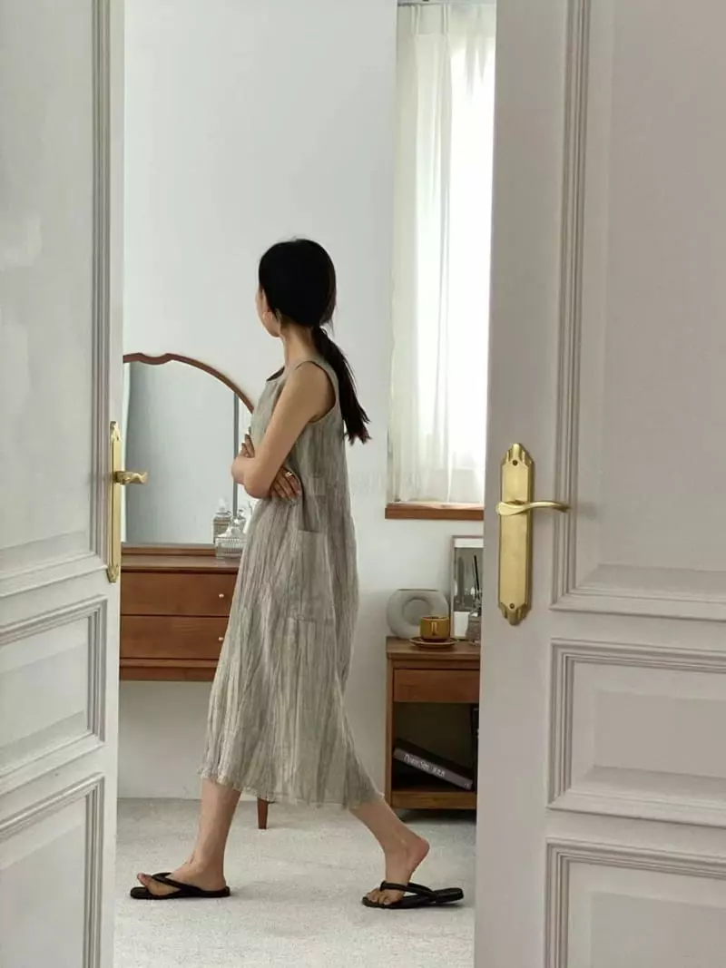 Binus - Korean Women Fashion - #momslook - Water Paint One-piece