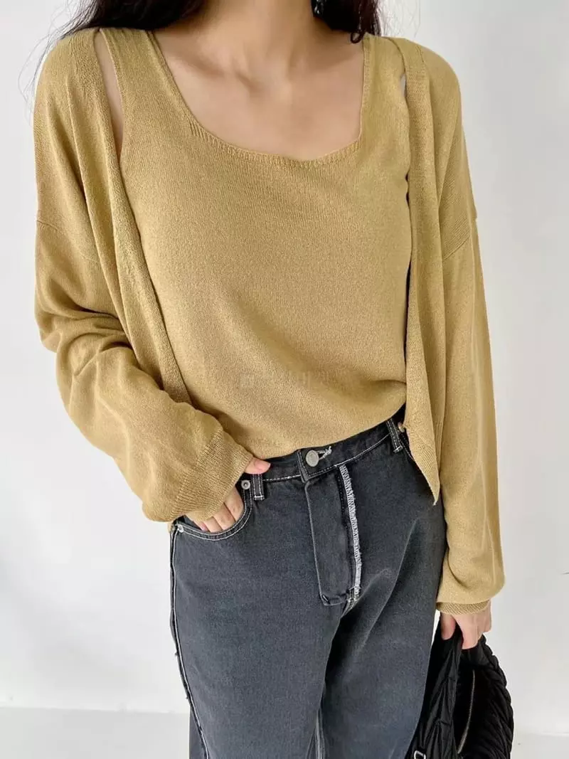 Binus - Korean Women Fashion - #shopsmall - Wrap Cardigan Set - 3