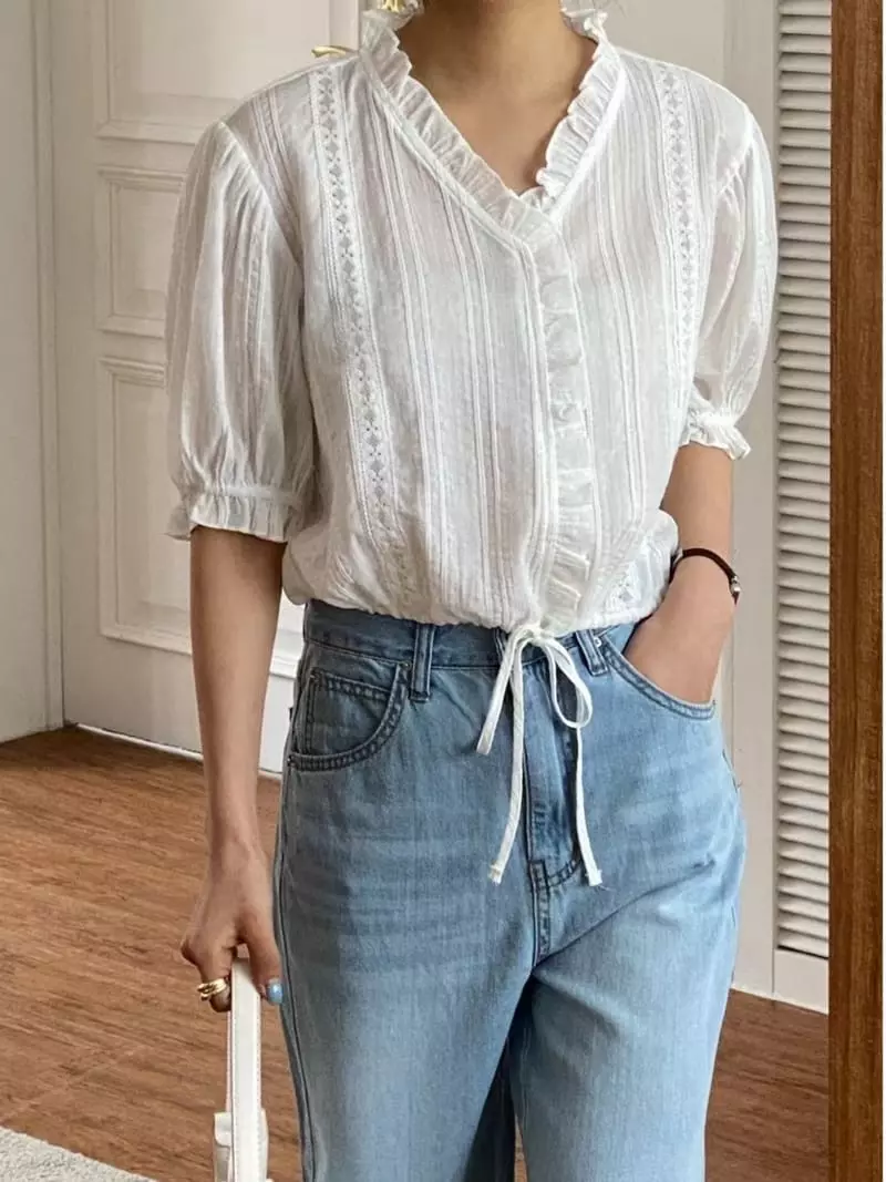 Binus - Korean Women Fashion - #shopsmall - Puff Crop Blouse