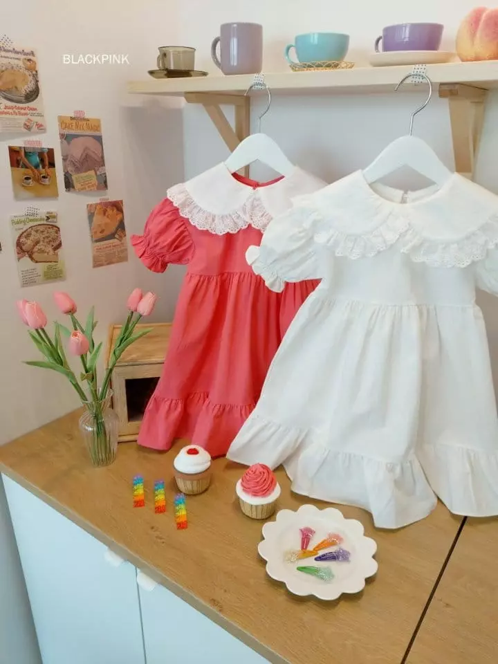 Black Pink - Korean Children Fashion - #designkidswear - Summer Big Collar One-piece - 4