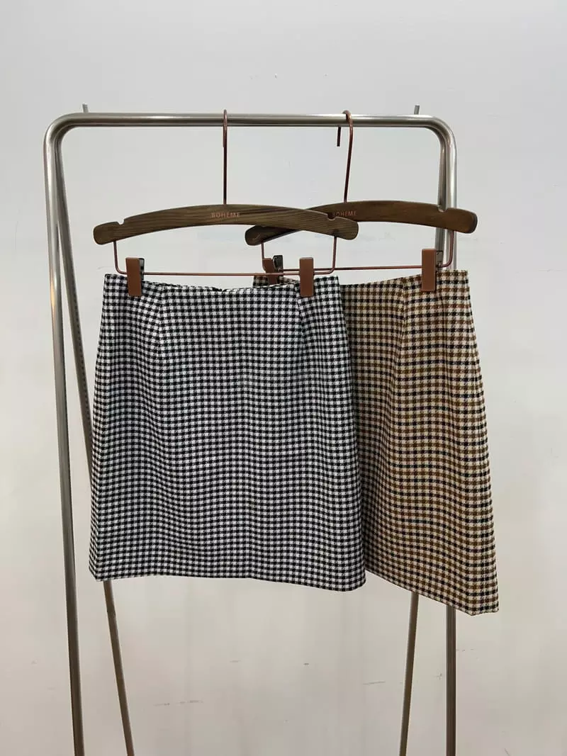 Boheme - Korean Women Fashion - #momslook - Ero Check Skirt - 2