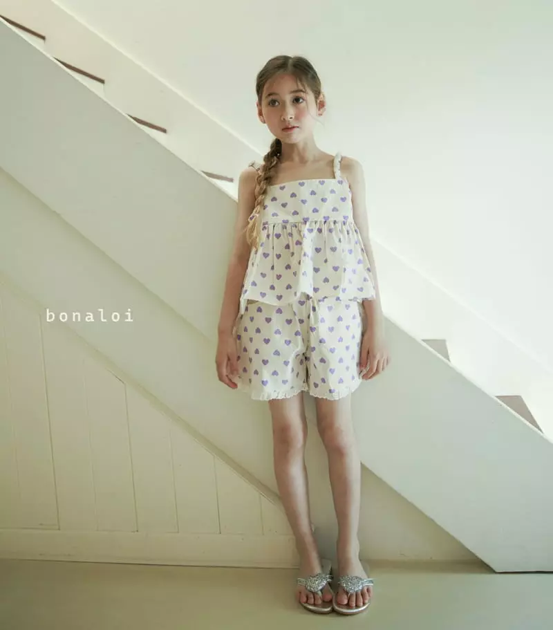 Bonaloi - Korean Children Fashion - #designkidswear - Heart Top Bottom Set - 6