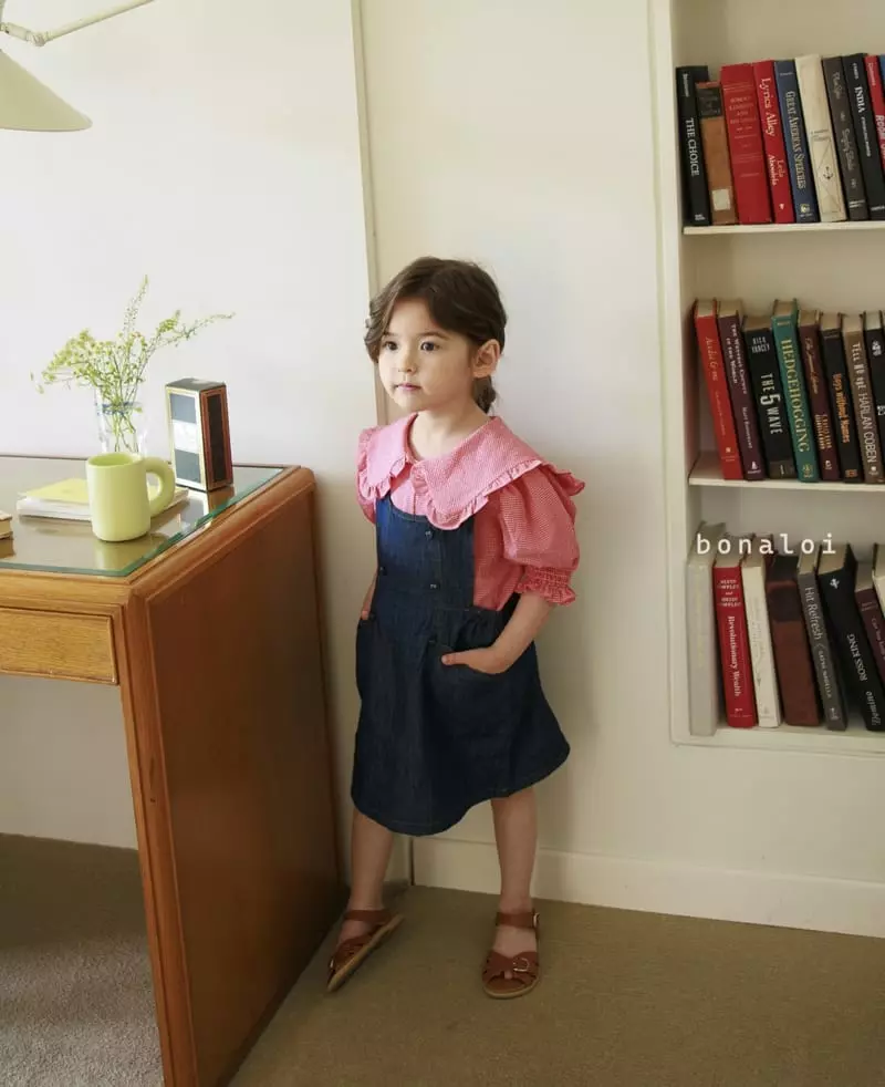Bonaloi - Korean Children Fashion - #fashionkids - Sara Denim One-piece - 5