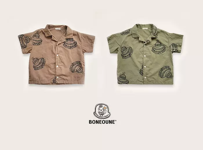 Boneoune - Korean Children Fashion - #Kfashion4kids - Planet Button Up Top Bottom Set