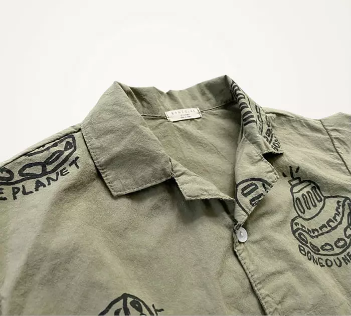 Boneoune - Korean Children Fashion - #childrensboutique - Planet Button Up Top Bottom Set - 8