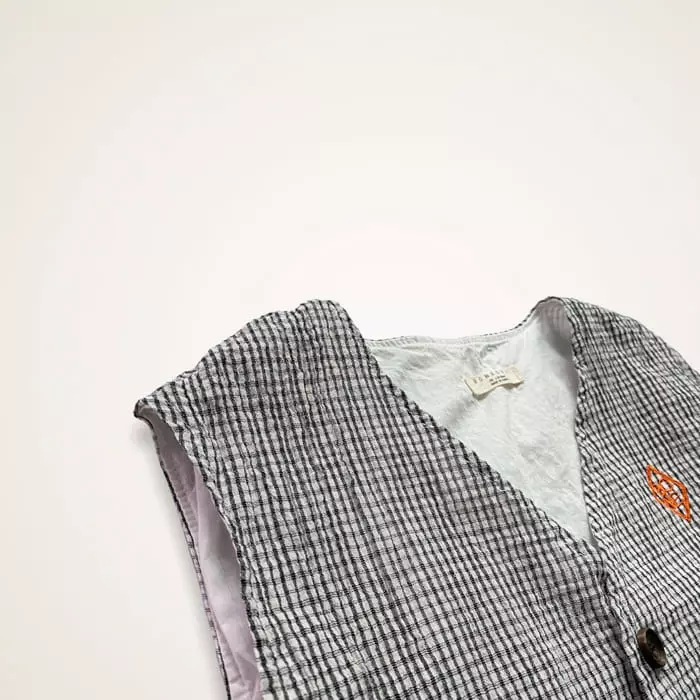 Boneoune - Korean Children Fashion - #discoveringself - Check Vest - 2