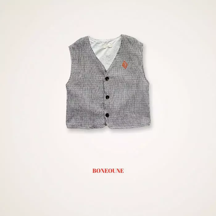 Boneoune - Korean Children Fashion - #fashionkids - Check Vest - 4