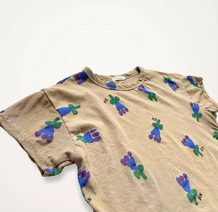 Boneoune - Korean Children Fashion - #kidsstore - Blue Flower Tee - 7