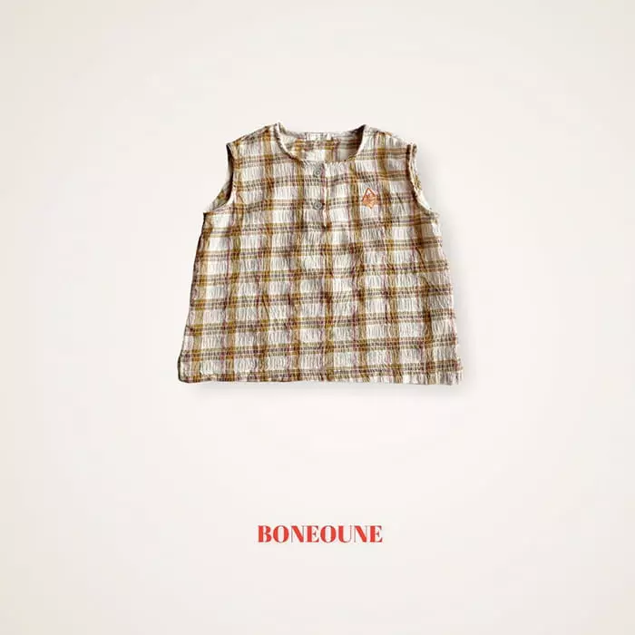Boneoune - Korean Children Fashion - #magicofchildhood - Half Moon Check Blouse