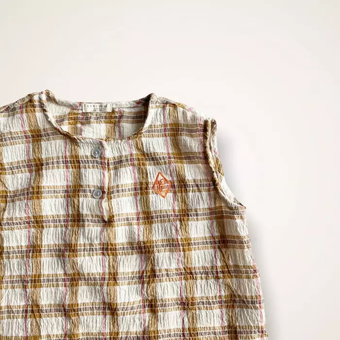 Boneoune - Korean Children Fashion - #minifashionista - Half Moon Check Blouse - 2