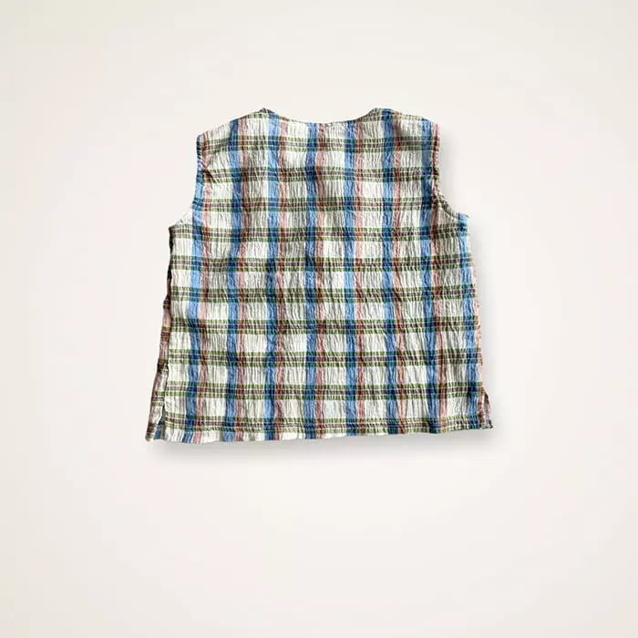 Boneoune - Korean Children Fashion - #stylishchildhood - Half Moon Check Blouse - 6