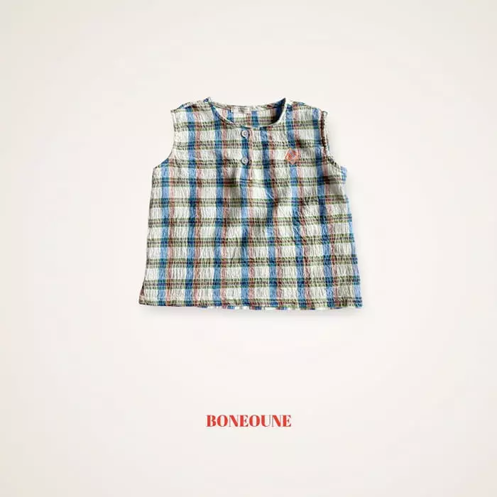Boneoune - Korean Children Fashion - #prettylittlegirls - Half Moon Check Blouse - 4