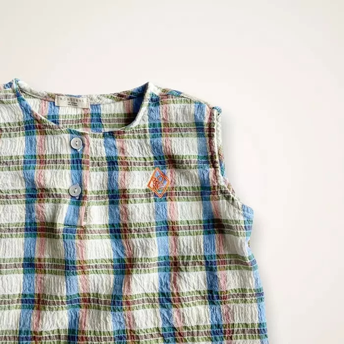 Boneoune - Korean Children Fashion - #toddlerclothing - Half Moon Check Blouse - 5