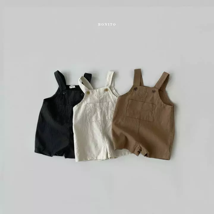 Bonito - Korean Baby Fashion - #onlinebabyboutique - Bebe Linen Smith Dungarees - 2