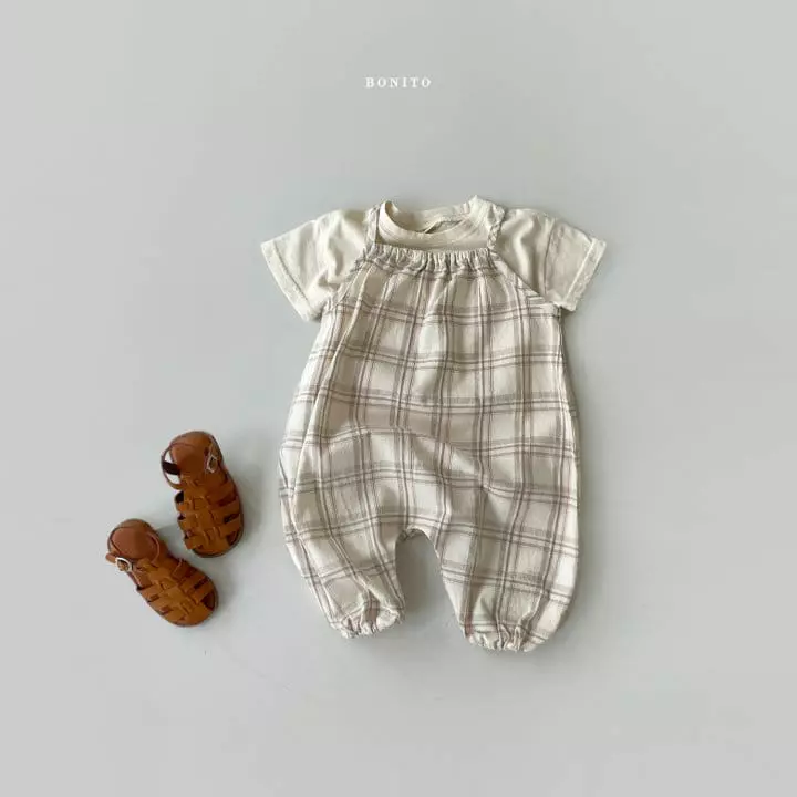 Bonito - Korean Children Fashion - #littlefashionista - Check String Overalls - 4