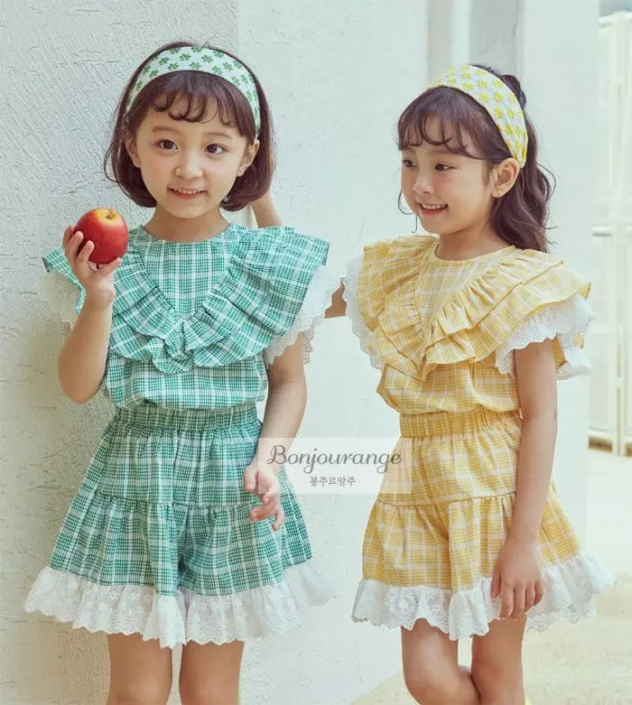 Bonjour Ange - Korean Children Fashion - #prettylittlegirls - Love Mood Top Bottom Set