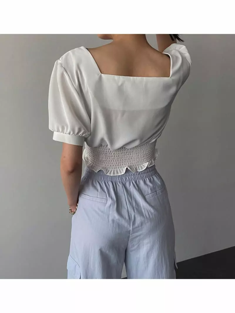 Buckle - Korean Women Fashion - #womensfashion - Smocked Blouse - 4