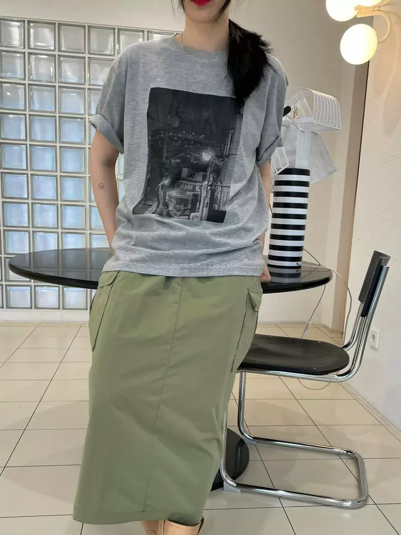 Buckle - Korean Women Fashion - #momslook - Black Paitn Tee