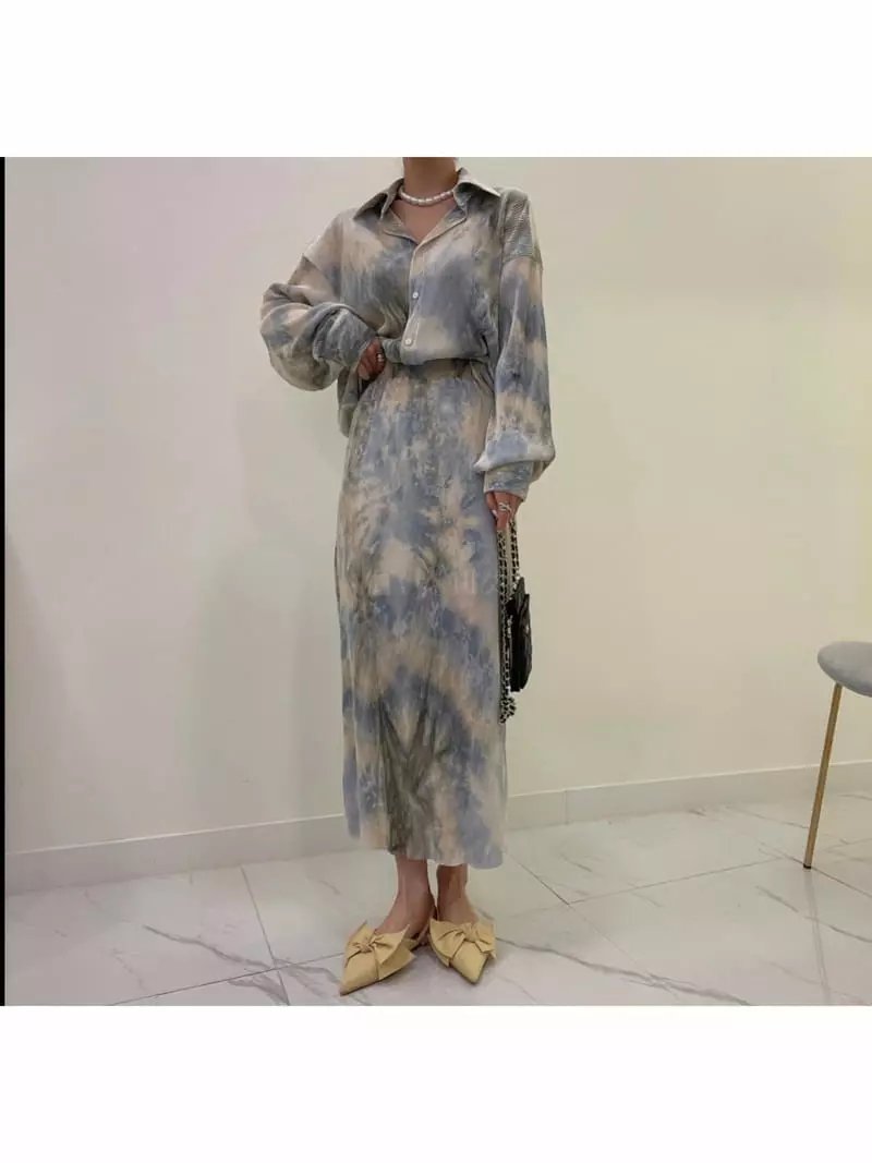 Buckle - Korean Women Fashion - #momslook - Tie Top Bottom Set - 2