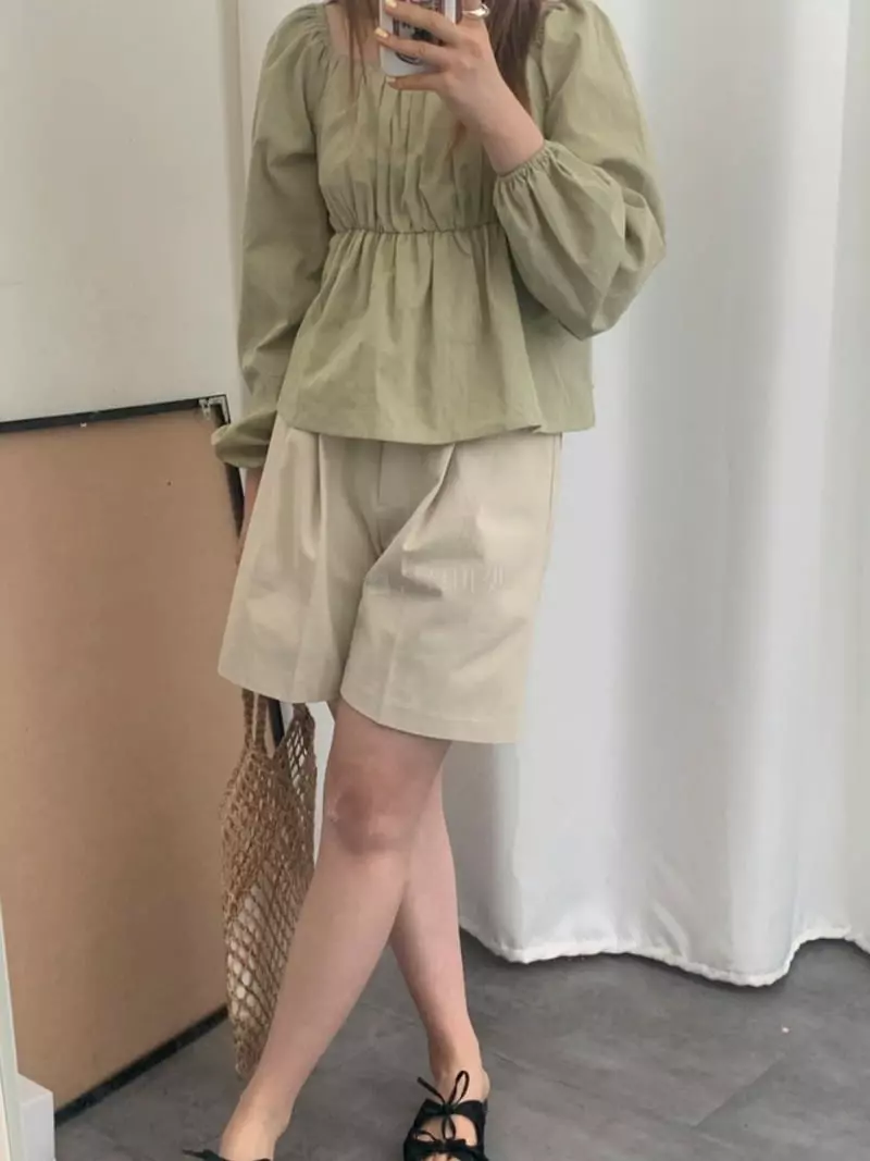 Buckle - Korean Women Fashion - #womensfashion - Shirring Blouse - 4