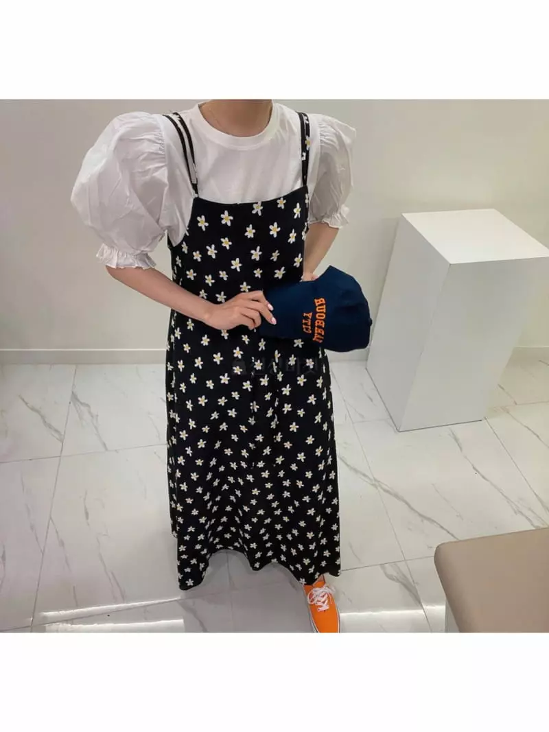 Buckle - Korean Women Fashion - #pursuepretty - Flower String One-piece - 3