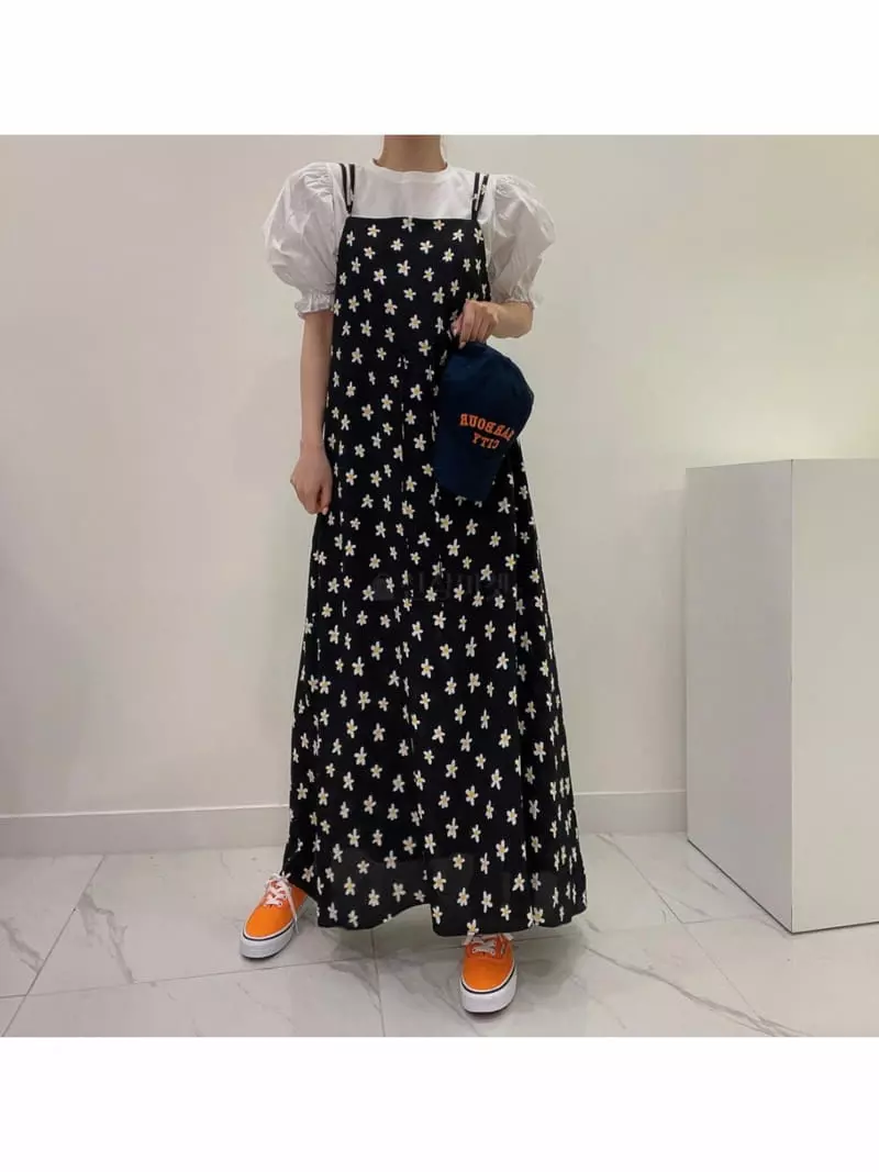 Buckle - Korean Women Fashion - #pursuepretty - Flower String One-piece - 4