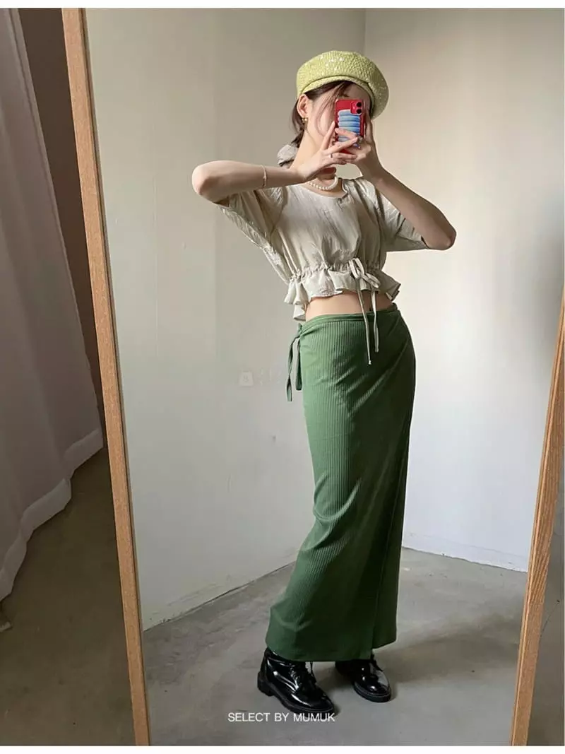 Buckle - Korean Women Fashion - #restrostyle - Rib Wrap Skirt - 2