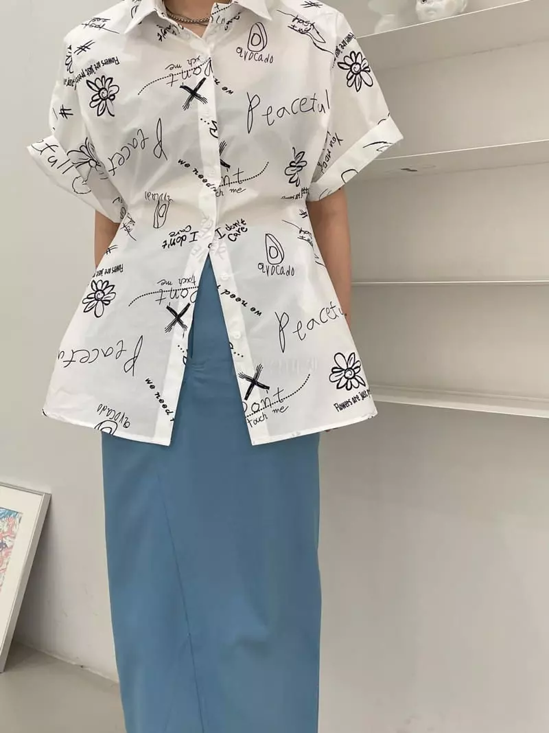 Buckle - Korean Women Fashion - #romanticstyle - Line Pad shirt